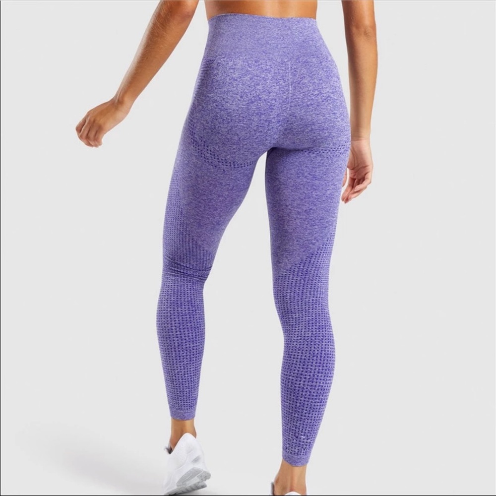 Purple High Waist Control Fitness Leggings - Picture 2 of 6